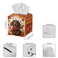 thumbnail image 3 of Psesaysky PU Leather Tissue Box Cover Square with Bottom Belt, Dachshund Maple Leaves Waterproof Tissue Box Holder for Bathroom Bedroom Office Desk, Fall Decorative Organizer, 3 of 7