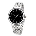 thumbnail image 1 of Reloj de pulsera con correa de acero para hombre, informal, a la moda, con esfera redonda y pantalla analógica, reloj de cuarzo (negro), 1 of 2