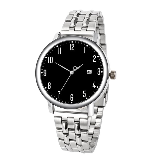 Reloj de pulsera con correa de acero para hombre, informal, a la moda, con esfera redonda y pantalla analógica, reloj de cuarzo (negro)