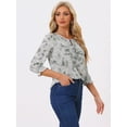 thumbnail image 2 of DARING DIVA Tie V Neck Boho Ruffled 3/4 Sleeve Blouse XS Grey, 2 of 6