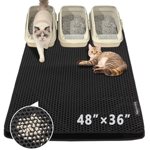Zalalova Cat Litter Mat Extra Large, Black 48x36
