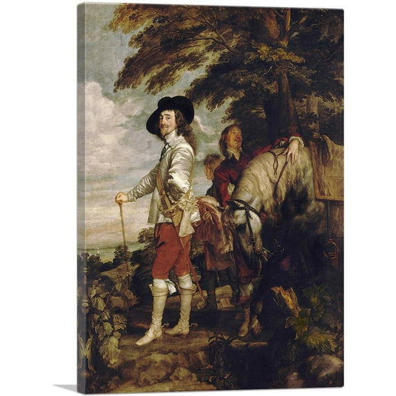 ARTCANVAS Charles 1 King Of England During a Hunting Party Canvas Art Print by Anthony Van Dyck - Size: 18" x 12" (0.75" Deep)