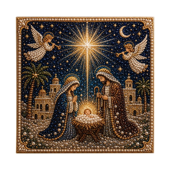Christmas Pearl Diamond Painting Art Kit with Frame, DIY Pearl Beads Art Craft Kit for Adults Beginner, Gemstone Diamond Dotz Beads for Home Decor Wall Art, Party Gift