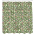 thumbnail image 2 of Ambesonne Easter Shower Curtain, Pastel Flowers Eggs Rabbits, 69"Wx84"L, Reseda Green Multicolor, 2 of 2