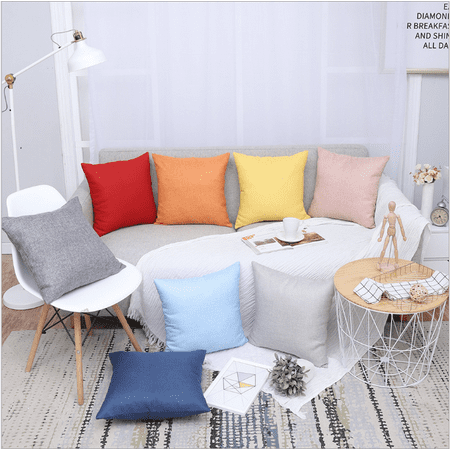 Knifun Solid Color Cotton Canvas Cushion Cover Home Decor