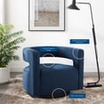 thumbnail image 5 of Armchair Accent Chair, Velvet, Dark Blue, Modern Contemporary Urban Design, Living Lounge Room Hotel Lobby Hospitality, 5 of 9
