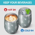 thumbnail image 4 of Floral 12oz Stainless Steel Insulated Wine Tumbler with Lid and Straw – Double Wall Vacuum Mug for Hot & Cold Drinks, 304 Steel Interior, Sweat-Free Design,Thanksgiving,Christmas, Spring,Flower, 4 of 5