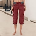 thumbnail image 5 of Huowey Women's Pants Summer Pocket Trousers Outdoor Casual Sports Cropped Pants Overalls Thin Loose Cargo Shorts, 5 of 7