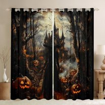 jejeloiu Halloween Witch Curtains Pack of 2 (42x84 Each),Horror Pumpkin Lantern Curtains Blackout,Trick Or Treat Bedroom Curtains For Girls,Ultra Soft Home Decor
