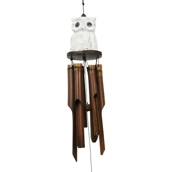 Oscar Owl White Bamboo Wind Chime