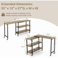 thumbnail image 2 of QRKD 360° Rotating Sofa Side Table, Patented Mobile End Table with 2-Tier Storage Shelves, Swivel Rolling Desk with 6 Lockable Casters(Brown), 2 of 10