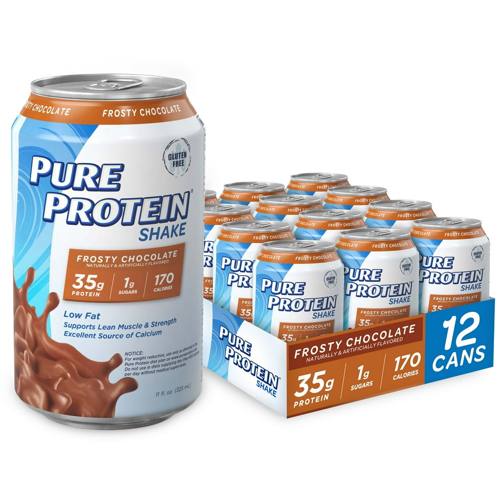 Pure Protein Shake, Frosty Chocolate, 35g Protein, 11 Fl Oz, 12 Ct