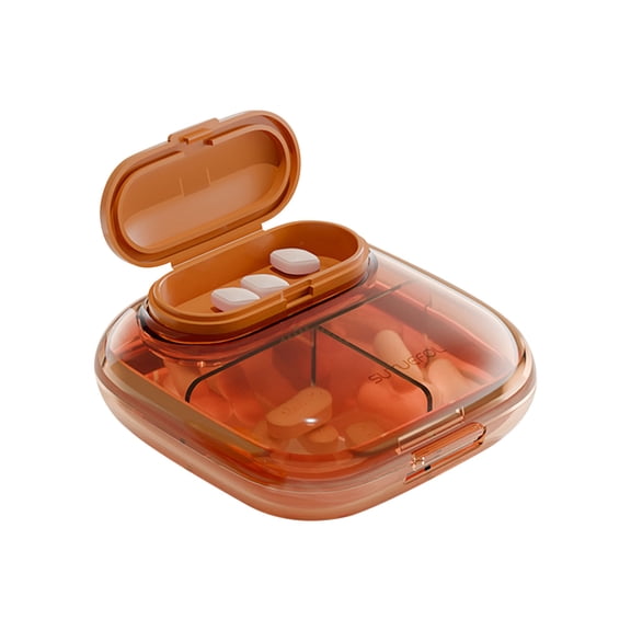 LEHOZIHEQ Travel Pill Organizer, with 4 Compartments, Portable Mini Pill Organizer, Compact Travel Medication Storage Box for Daily Use