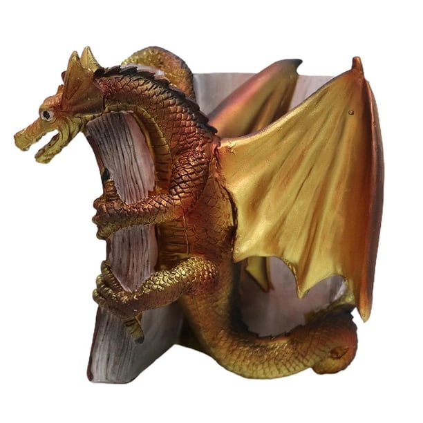 Sujetalibros de dragón divertidos, estatua de dragón de resina, sujetalibros de escritorio para decoración de estantería de oficina en casa Jadeshay A