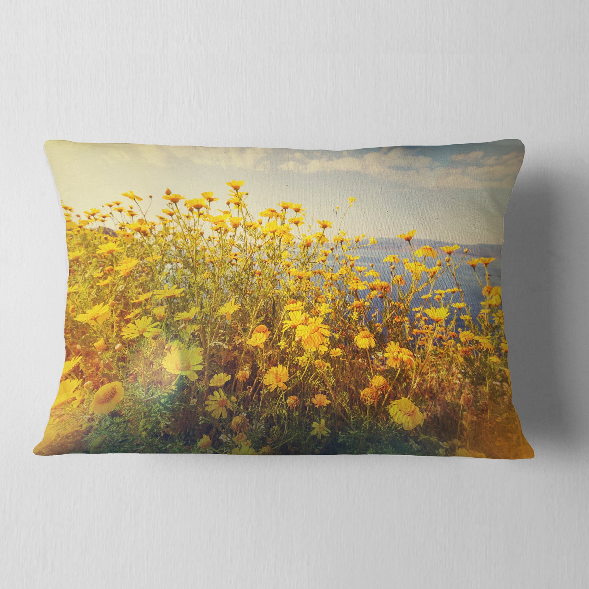 Designart 12" x 20" Floral Polyester Throw Pillow