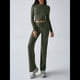 thumbnail image 4 of Conjuntos de 2 Piezas para Mujer, Larga, Cuello Redondo, Pantalones Acampanados de Cintura Alta, Conjuntos de Chándal, Ropa de Calle. Verde M, 4 of 10