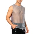 thumbnail image 4 of INSPIRE CHIC Sheer Tank Top for Men's See Through Sleeveless Party Clubwear Shiny Mesh Vest S Silver Gray, 4 of 4