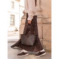 thumbnail image 3 of Coffee Brown Polka Dot Satin A-Line Maxi Skirt Flowy Long Skirt, 3 of 8