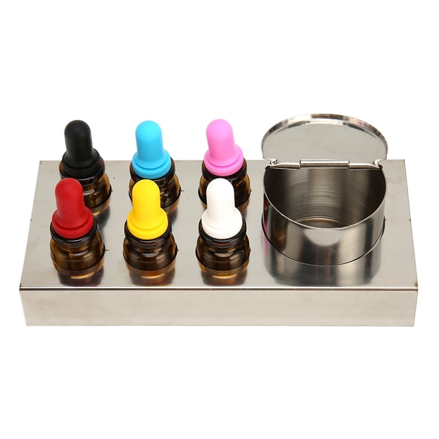 Juego de 6 frascos cuentagotas ámbar con soporte de vidrio de 10 ml, a prueba de fugas para líquidos, aceites esenciales y perfumes.
