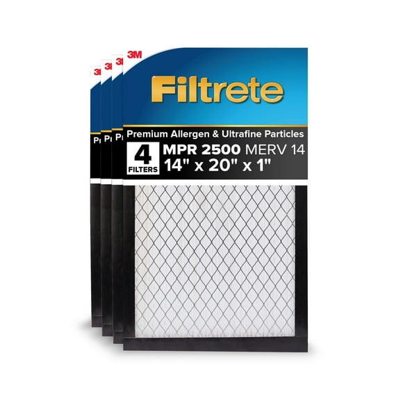 Filtrete 14x20x1 Filtre à Air, MPR 2500 MERV 14, Allergènes de Qualité Supérieure et Particules Ultrafines, 4 Filtres