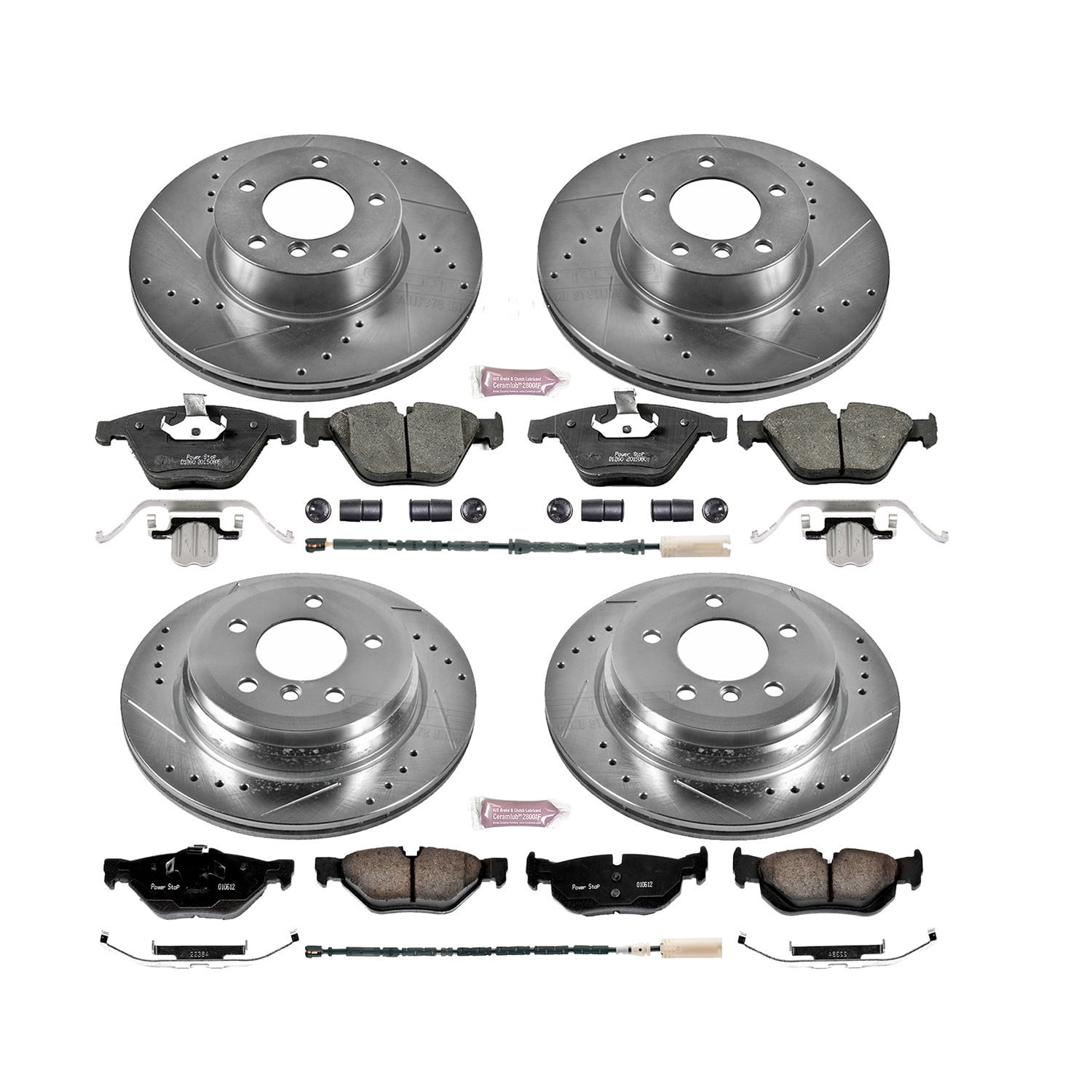 PowerStop Front and Rear Z23 Evolution Sport Carbon-Fiber Ceramic Brake Pad and Drilled & Slotted Rotor Kit Fits: BMW Select Models K7025