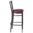 thumbnail image 5 of Flash Furniture HERCULES Series Silver Antique Finish with Clear Coat ''X'' Back Metal Restaurant Barstool - Burgundy Vinyl Seat, 5 of 7