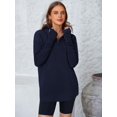 thumbnail image 3 of Jersey PRETTYGARDEN para mujer, cuello en V, punto acanalado, azul marino, 3 of 6