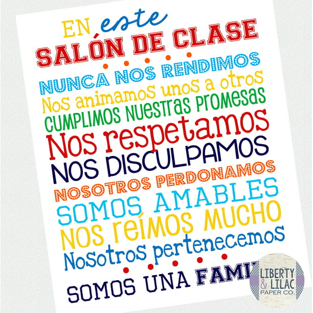 16x20 Spanish Poster In This Classroom En Este Salon De
