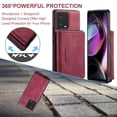 thumbnail image 5 of SaniMore Case for Motorola Moto S30 Pro 6.55" 2022, PU Leather Case Detachable Magnetic Zipper Wallet Card Slots Kickstand Wireless Charging Anti-drop Shockproof 360°Protection Case, Red, 5 of 7