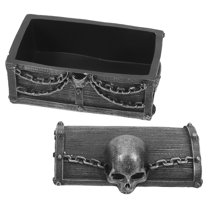 WRISTBIQUE Boys Skull Treasure Chest Jewelry Box Black Resin Trinket Storage Container 1 Set