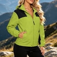 thumbnail image 4 of Women Color Block Hooded Windbreaker Full Zip Cropped Outdoor Jacket Elastic Cuff Pocketed Lightweight Fall Windproof Coat, 4 of 6