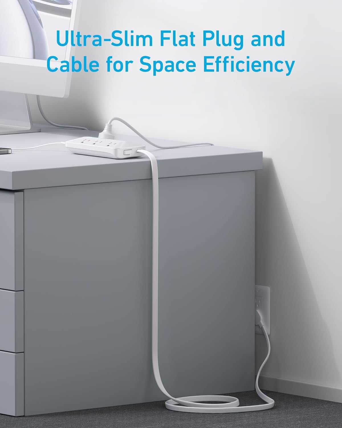 Flat Plug Power Strip(300J), Anker 20W USB C Power Strip, 10-in-1 Ultra Thin Power Strip with 6 AC, 2 USB A/2 USB C,5ft Extension Cord, Desk Charging Station,Home Office College Dorm Room Essentials
