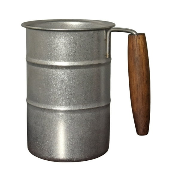Stainless Steel Industrial Style Outdoor Camping Mug Coffee Cup with Wood Handle