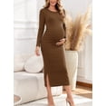 thumbnail image 2 of Women's Maternity Dresses Long Sleeve Sweater Dress Winter Pregnancy Clothes, 2 of 5