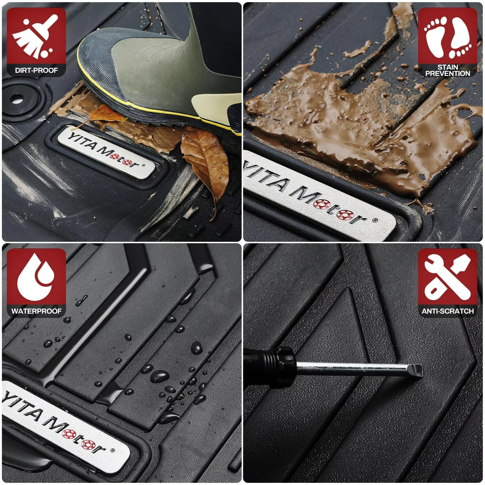 RVNI Floor Mats Set for 2024-2025 Toyota Tacoma Double Cab TPE All Weather