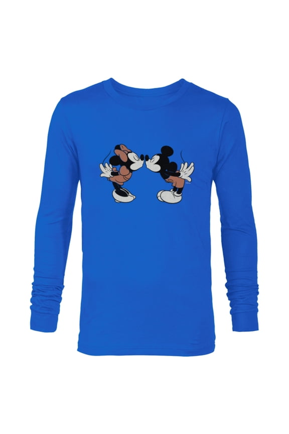 Mickey & Minnie Mouse Sweet Smooch Valentines Day - Long Sleeve T-Shirt for Men - Customized-Navy
