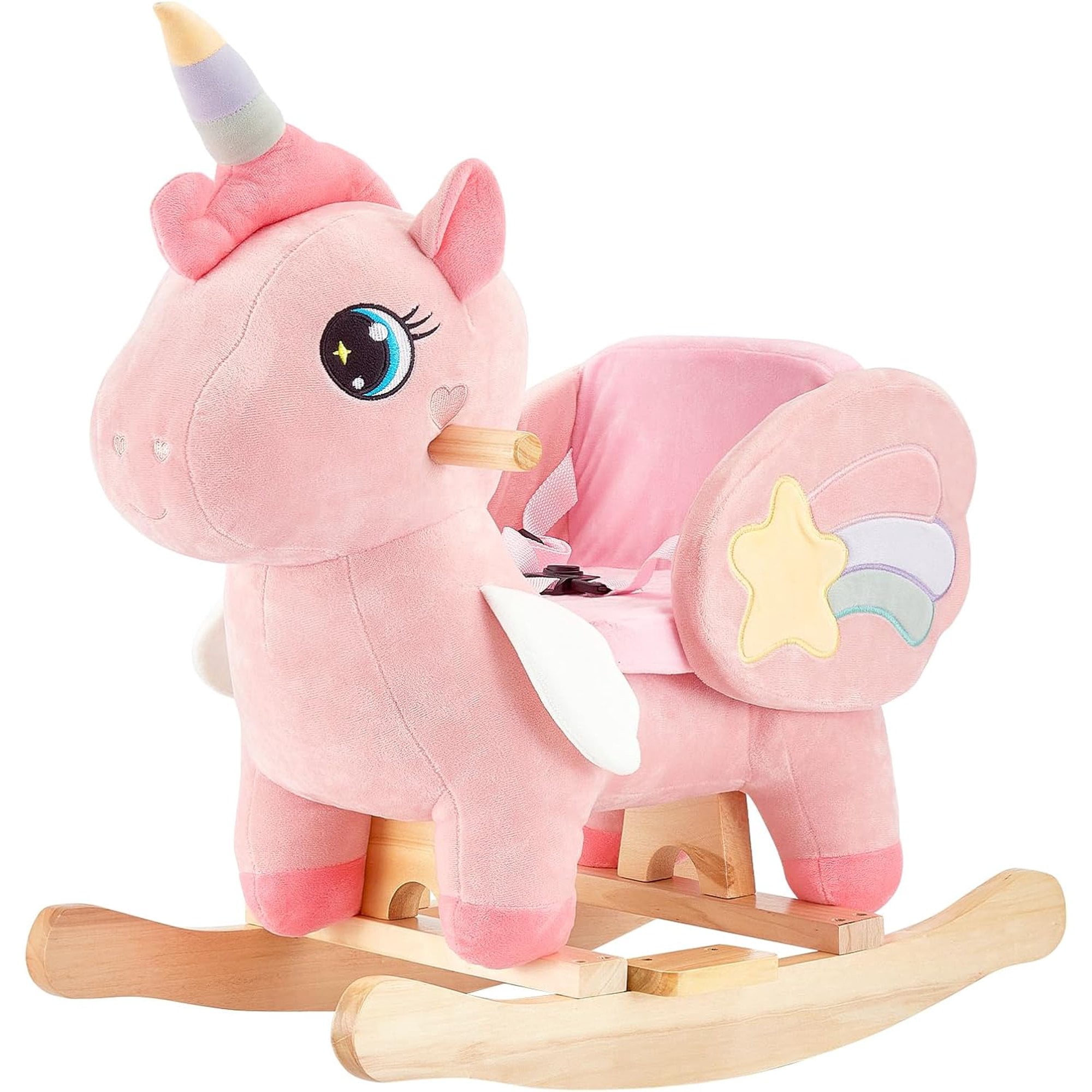 FUNLIO Unicorn Baby Rocking Horse, Rainbow Fairy Toddler Pink