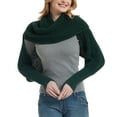 thumbnail image 4 of SWSMCLT Women's Bolero Shrug Sweater Scarf Winter Fashion Fitted Thick Soft Top Warm Spring Cowl Neck Knit Shawl Dark Green One Size, 4 of 4