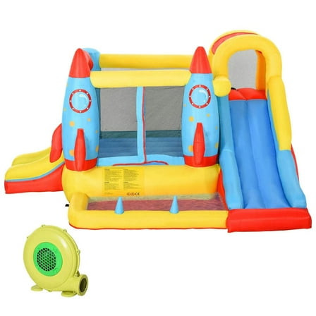 Resenkos Bounce House, Inflatable Bouncer,Kids Inflatable Water Slide, 4-in-1 Bounce House Jumping Castle with 2 Slides, & Water Pool Area, Air Blower