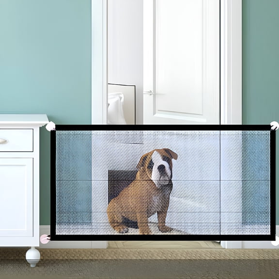 LAMIRO Magic Gate for Pet Safety Gate Dogs Portable Folding Mesh Safety Fence Isolated Gauze Indoor and Outdoor Install Anywhere