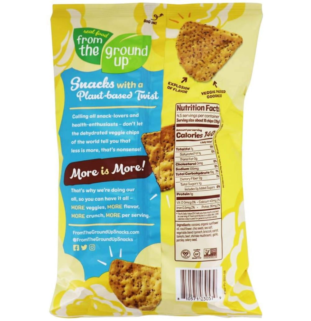 From The Ground Up Cauliflower Tortilla Chips, Sea Salt, 4.5 oz (Case of 12)
