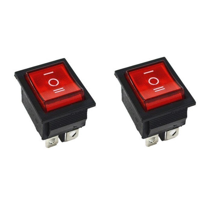 2x Red Rocker Switch ON/OFF/ON 3-Positions 6-Pins With LED Light 250V/16A - Walmart.com