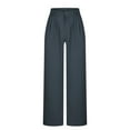 thumbnail image 6 of ZQUUVOU Women's Wide Leg Pants Plain Color Stretch High Waist Casual Wide Leg Dress Pants Office Comfort Trousers Gray, 6 of 6