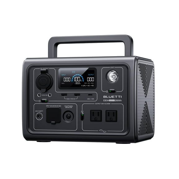Bluetti EB3A Portable Solar Power Station, 268Wh, 600W AC Output, Fast Recharge, Ideal for Outdoor Camping