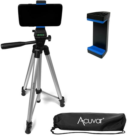 Image of Acuvar 50 Inch Aluminum Camera Tripod and Universal Smartphone Mount For all iPhone Samsung and Most Smartphones