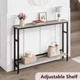 thumbnail image 2 of Narrow Console Table, 2 Tier Skinny Sofa Table with Adjustable Shelf, Grey, 2 of 7