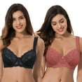thumbnail image 1 of Curve Muse Women's Plus Size Unlined Underwire Lace Bra with Cushion Straps-Rose,Black- Size:40B, 1 of 7