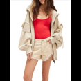 thumbnail image 1 of Sudadera con Capucha Informal de Larga con Cremallera y Bolsillos para Mujer, Talla Grande Cremoso M, 1 of 7