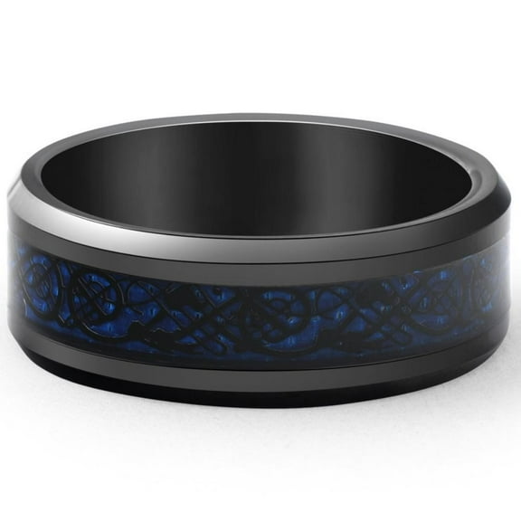 Pompeii Men's Black Dragon Black Tungsten Ring 8mm Wedding Band Comfort Fit Ring (,)