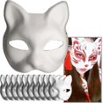 thumbnail image 1 of White Paper Mask Cat Face - 10 Pieces, Pulp Blank Hand Painted Mask, Personalized Design, Suitable For Halloween Fancy Dress Cosplay, 1 of 5